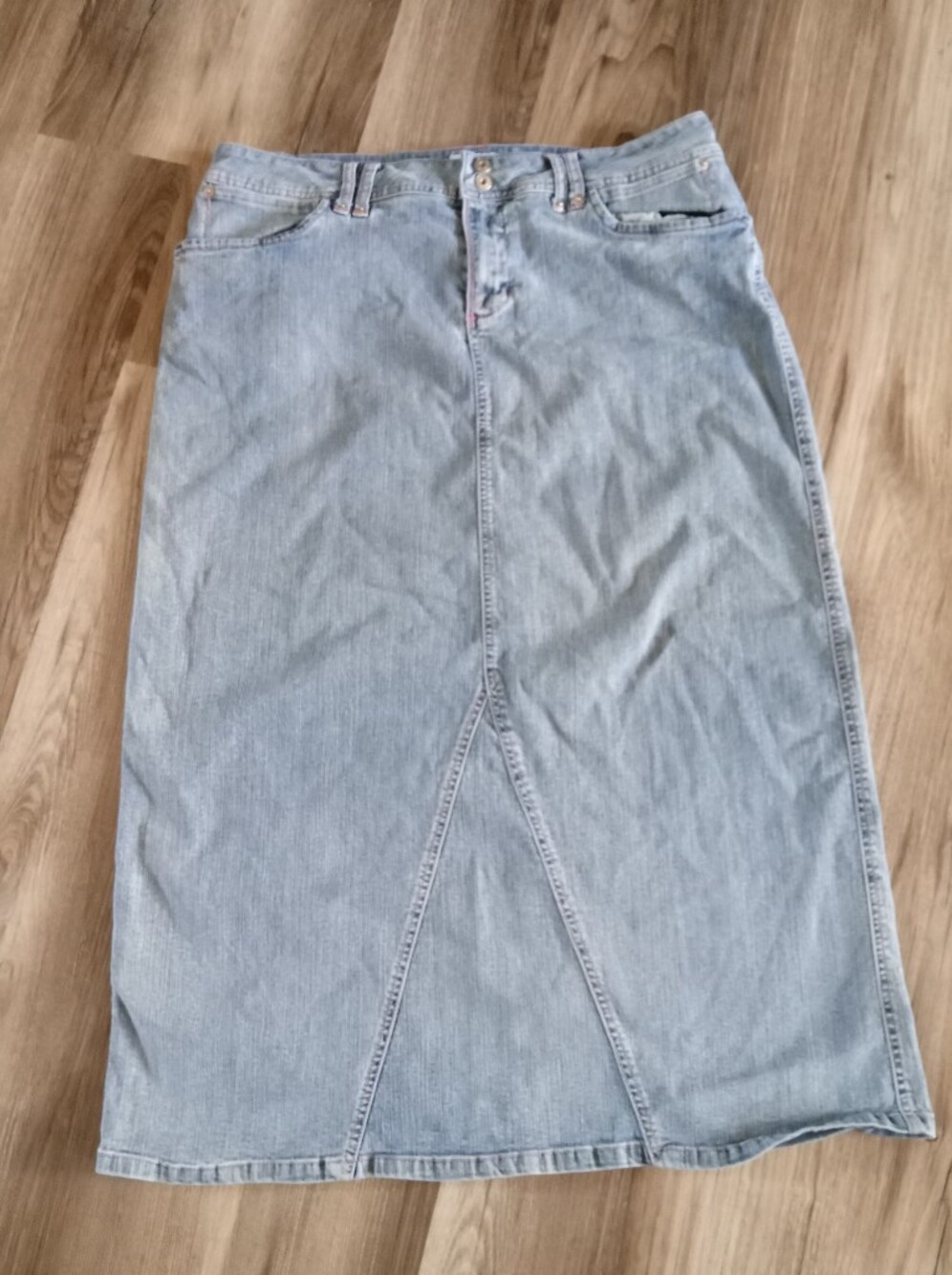 Carolina Blues Light Blue Denim Midi Skirt - Classic A-Line Style